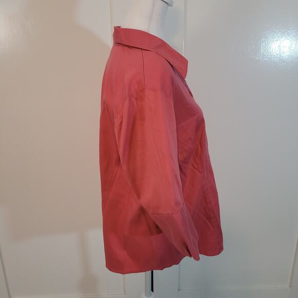 Lane Bryant Size 18/20W 3/4 Sleeve Button Up Front Dart Pink Collared Top Career - Picture 2 of 8